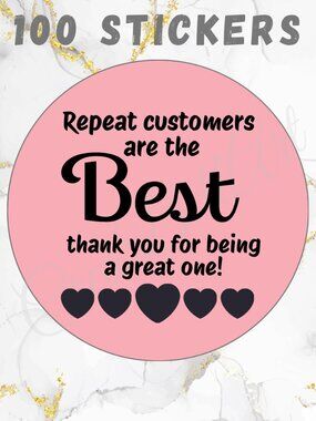 100 Thank you Stickers  Thermal Stickers 2 inch